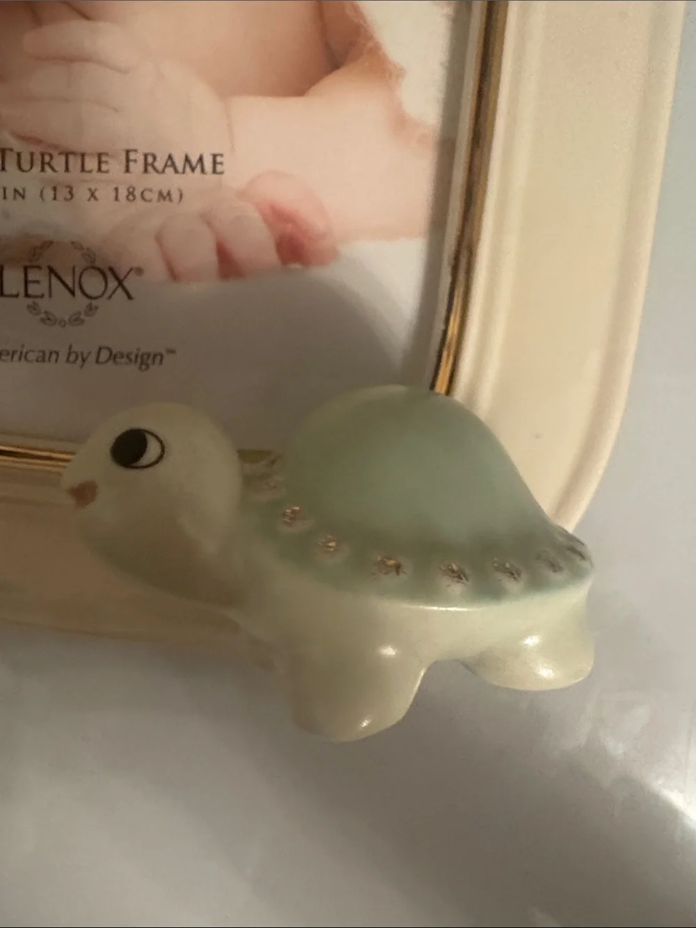 Lenox Baby Green Turtle Piggy Bank and 5x7 in Photo Frame Set
